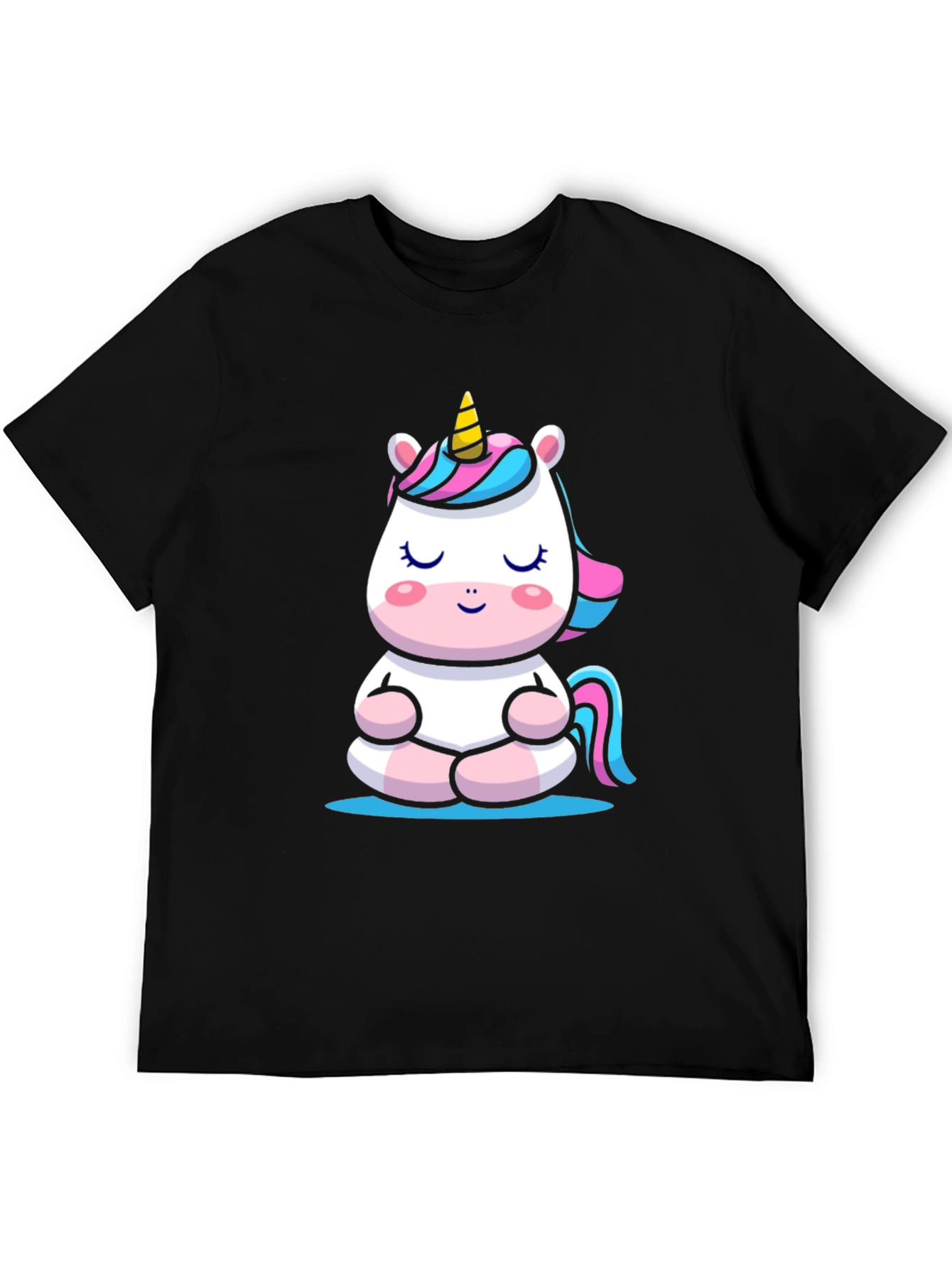 Meditating Unicorn Graphic Tee - Black Cotton Comfort