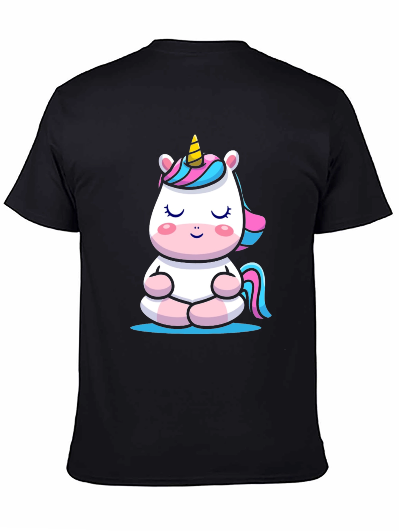 Meditating Unicorn Graphic Tee - Black Cotton Comfort