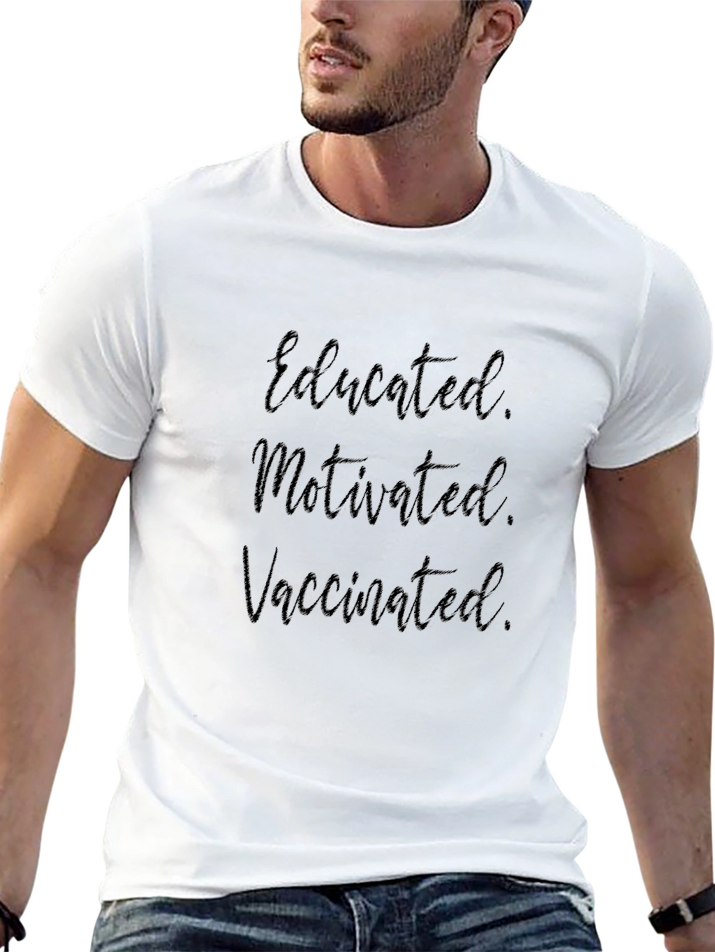 Educated Motivated Vaccinated Black T-Shirt