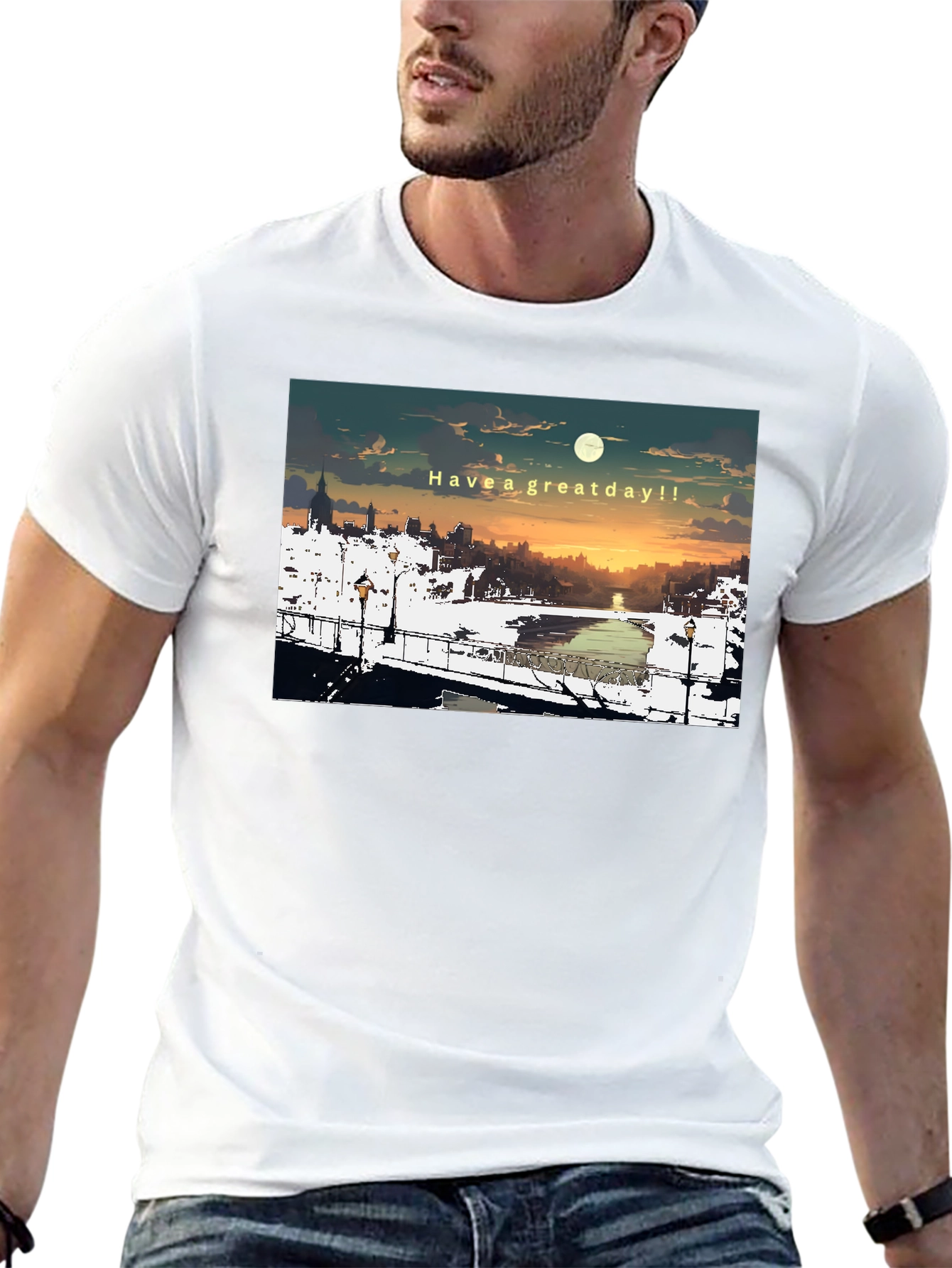 Great Day Anime Style Cityscape Graphic T-Shirt