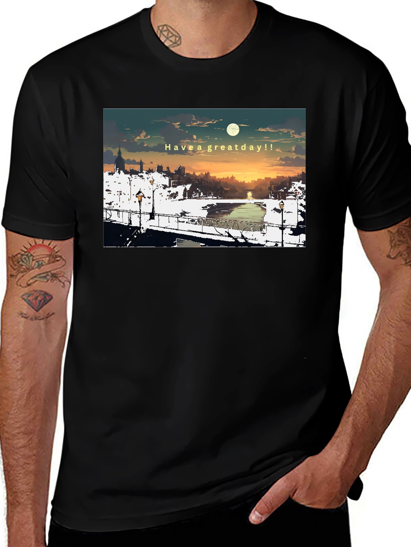 Great Day Anime Style Cityscape Graphic T-Shirt