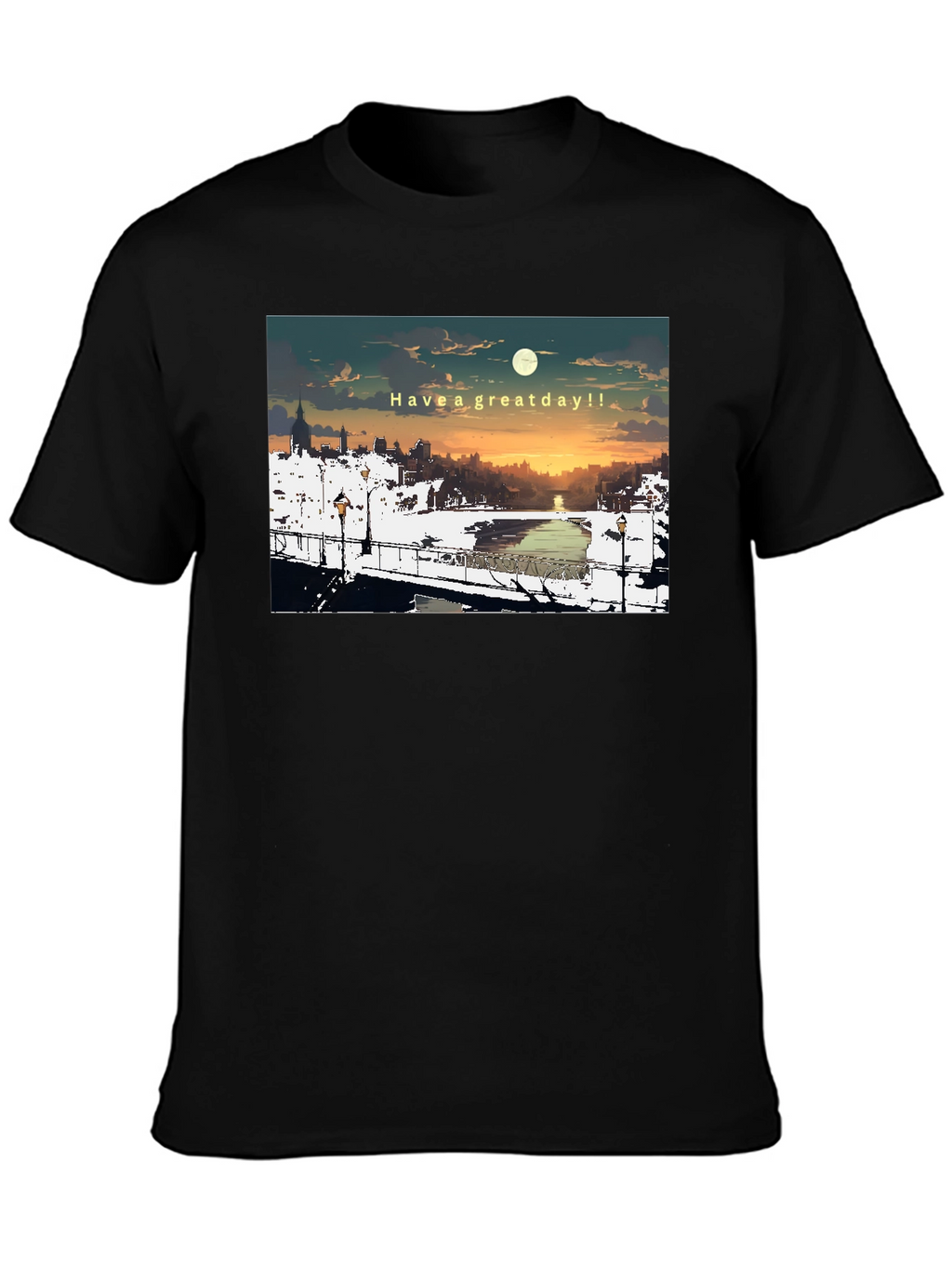 Great Day Anime Style Cityscape Graphic T-Shirt
