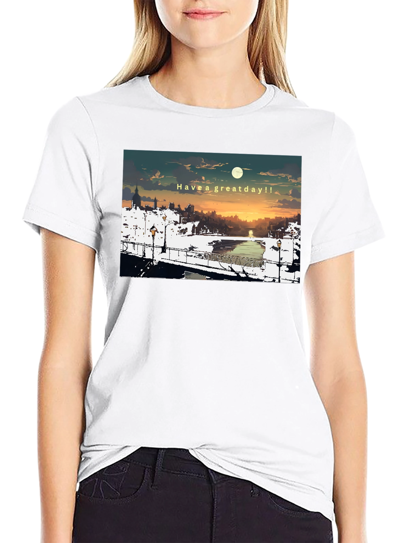 Great Day Anime Style Cityscape Graphic T-Shirt