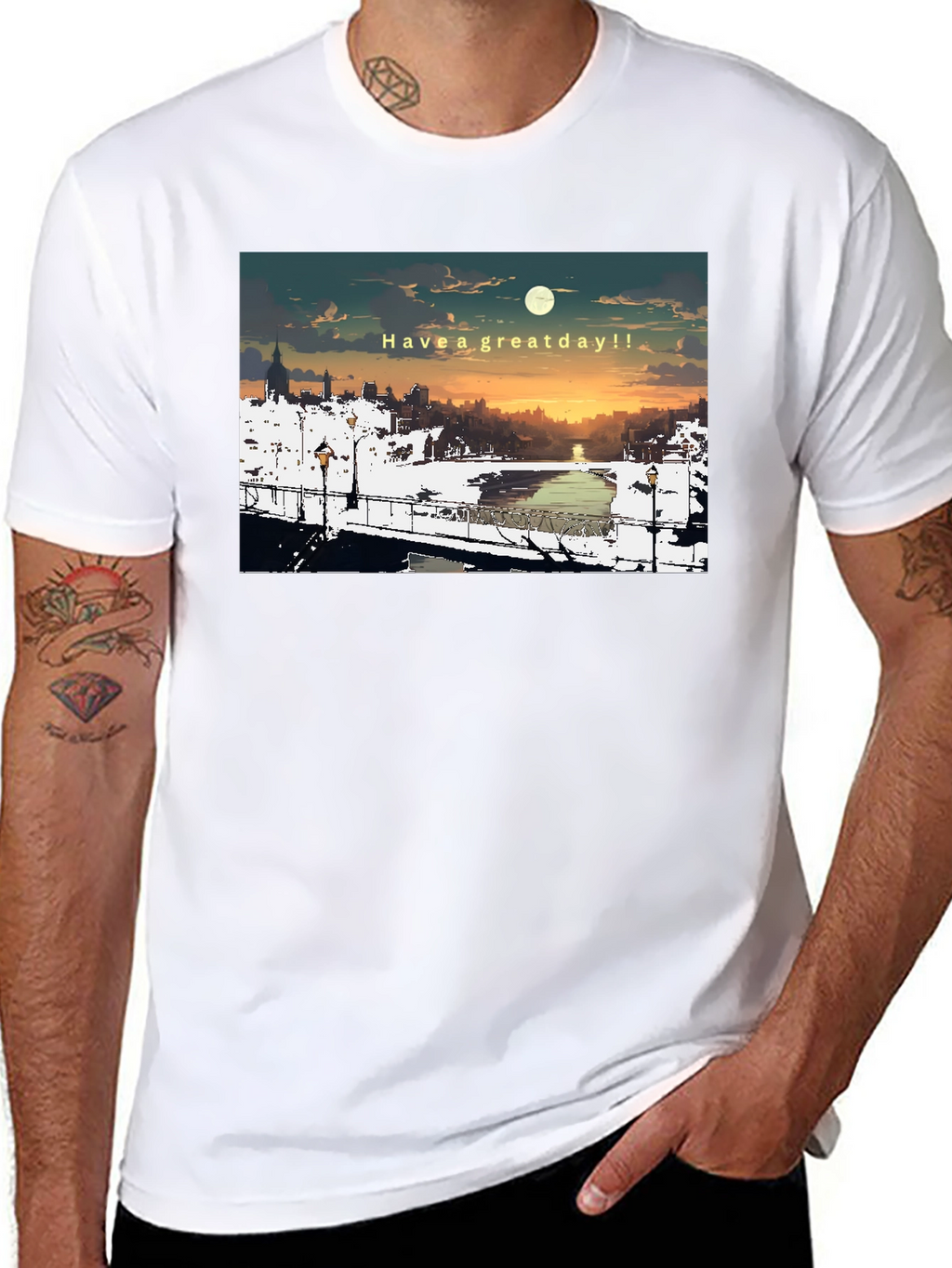 Great Day Anime Style Cityscape Graphic T-Shirt