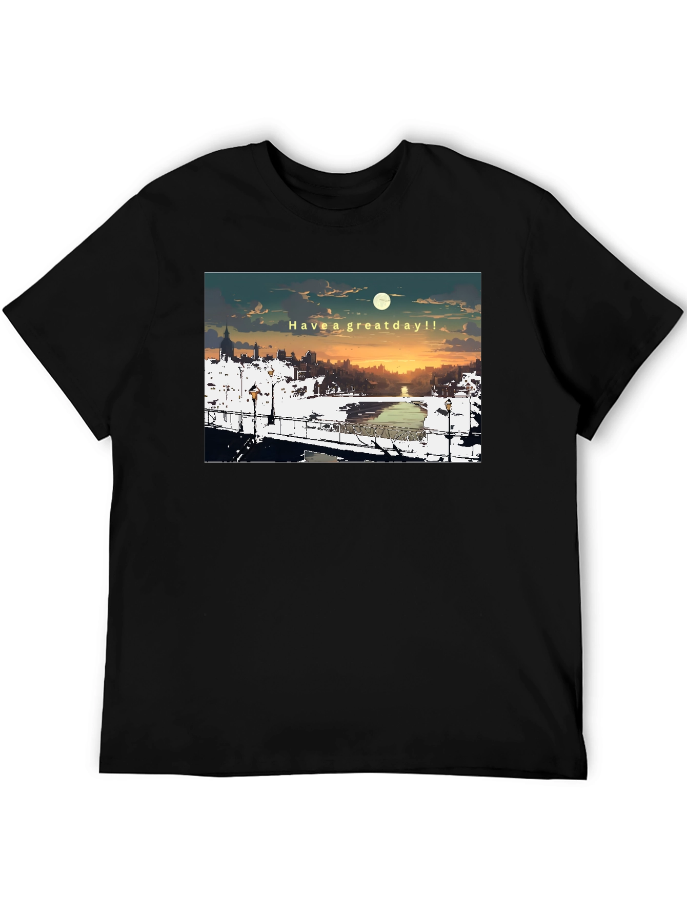 Great Day Anime Style Cityscape Graphic T-Shirt