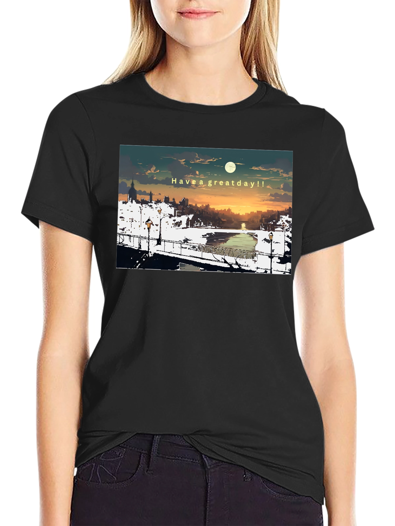 Great Day Anime Style Cityscape Graphic T-Shirt