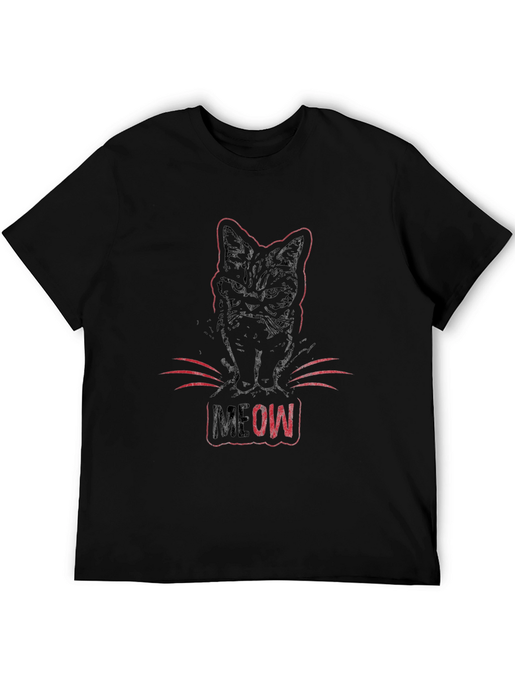 Meow Cat Graphic Tee - Black