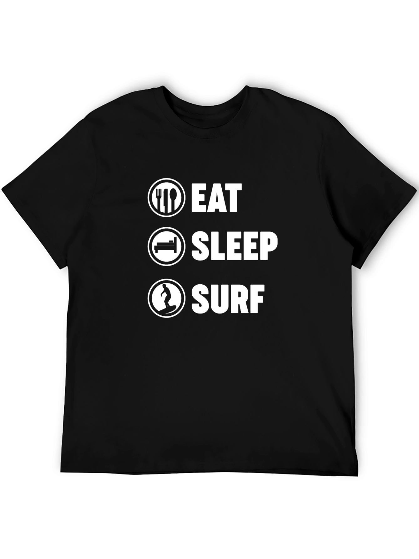 Eat Sleep Surf Graphic Tee - Black Cotton T-Shirt