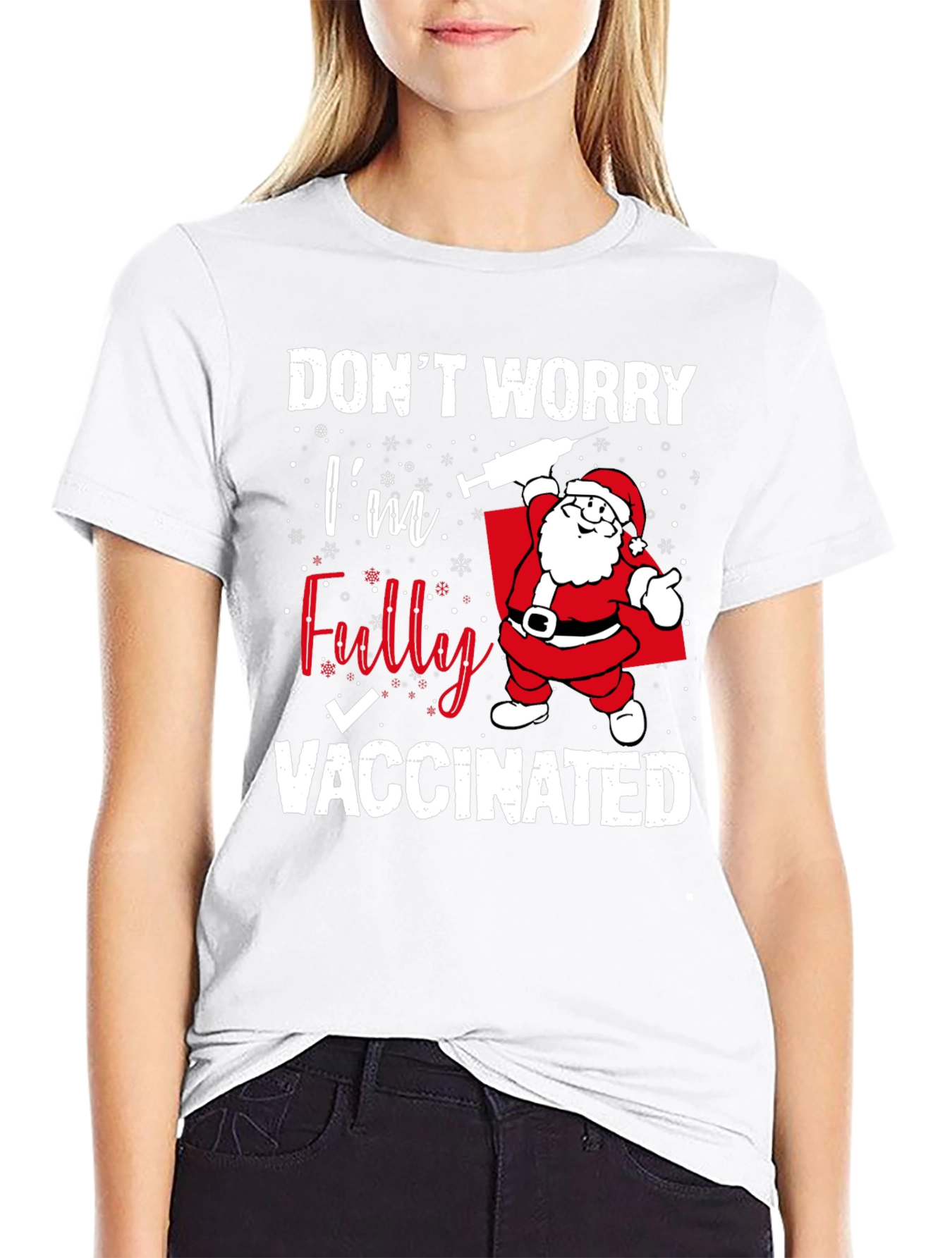 Funny Vaccinated Santa Christmas T-Shirt