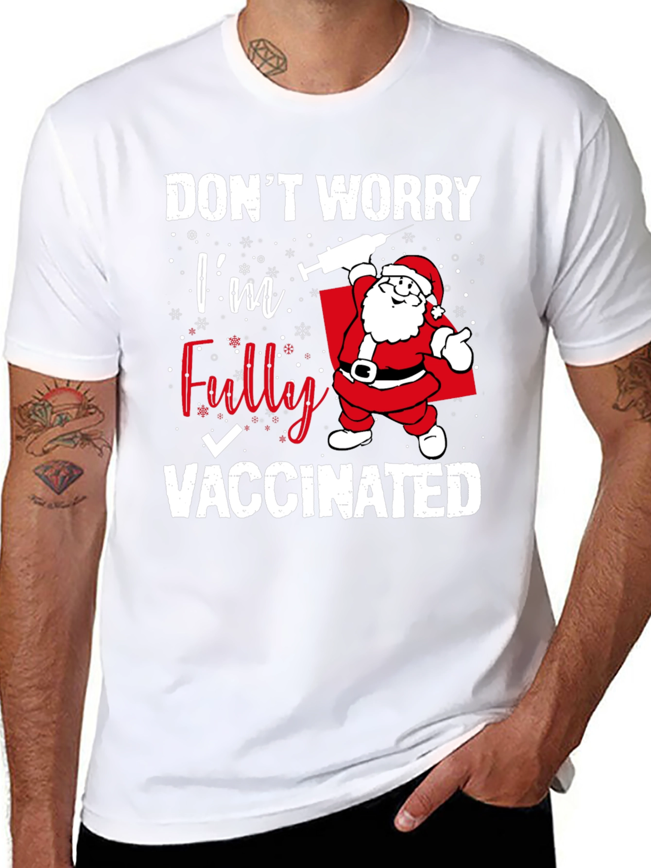 Funny Vaccinated Santa Christmas T-Shirt