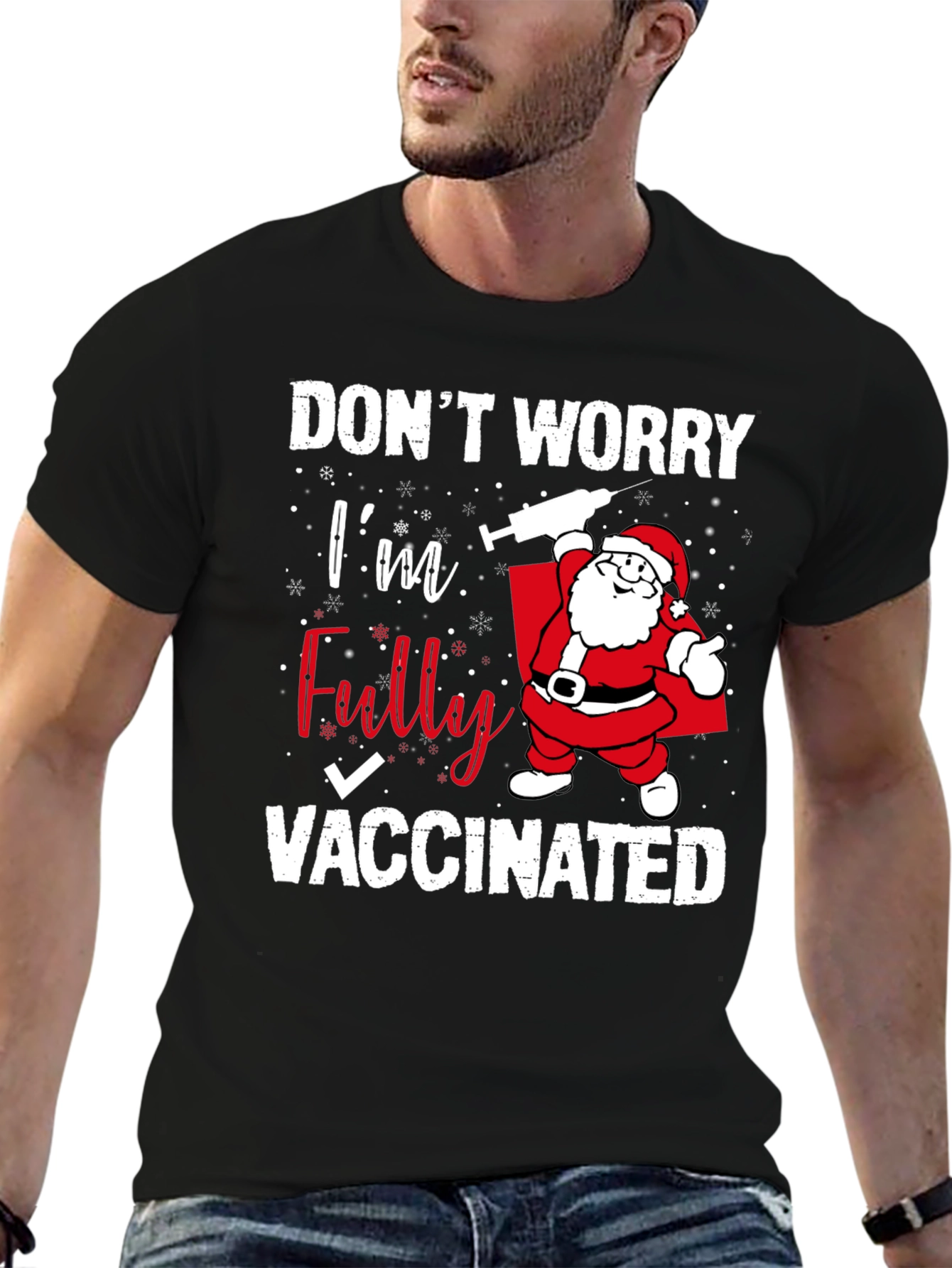 Funny Vaccinated Santa Christmas T-Shirt