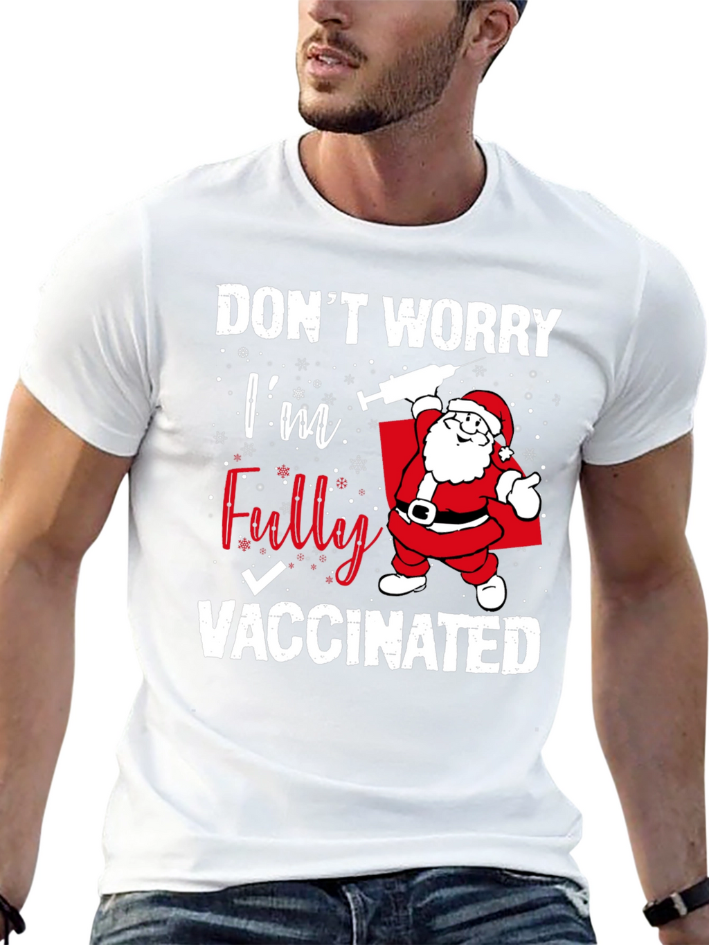 Funny Vaccinated Santa Christmas T-Shirt