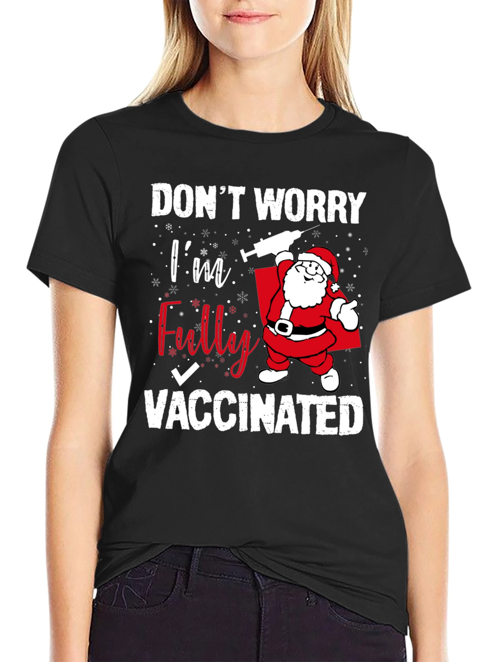 Funny Vaccinated Santa Christmas T-Shirt