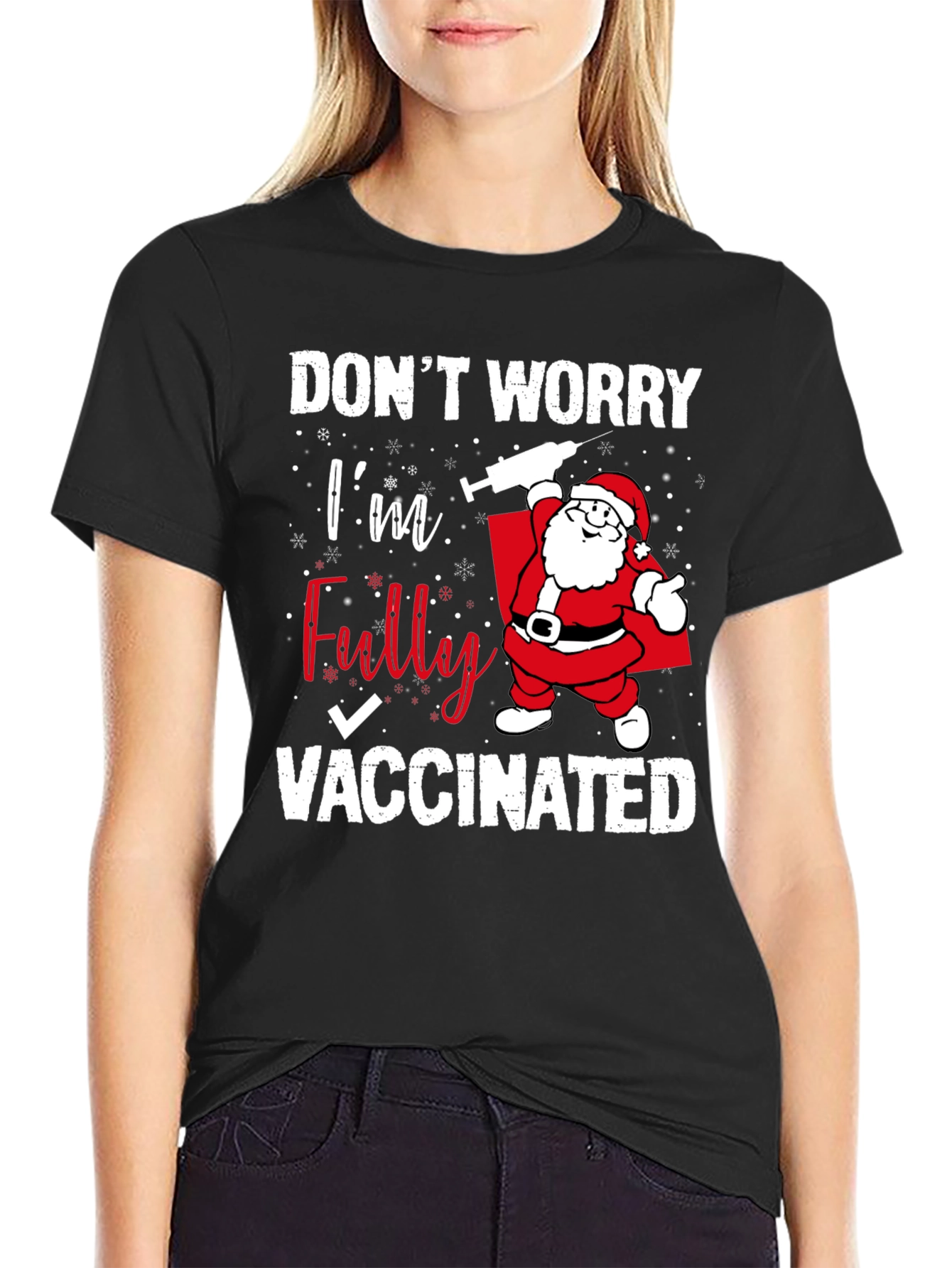 Funny Vaccinated Santa Christmas T-Shirt