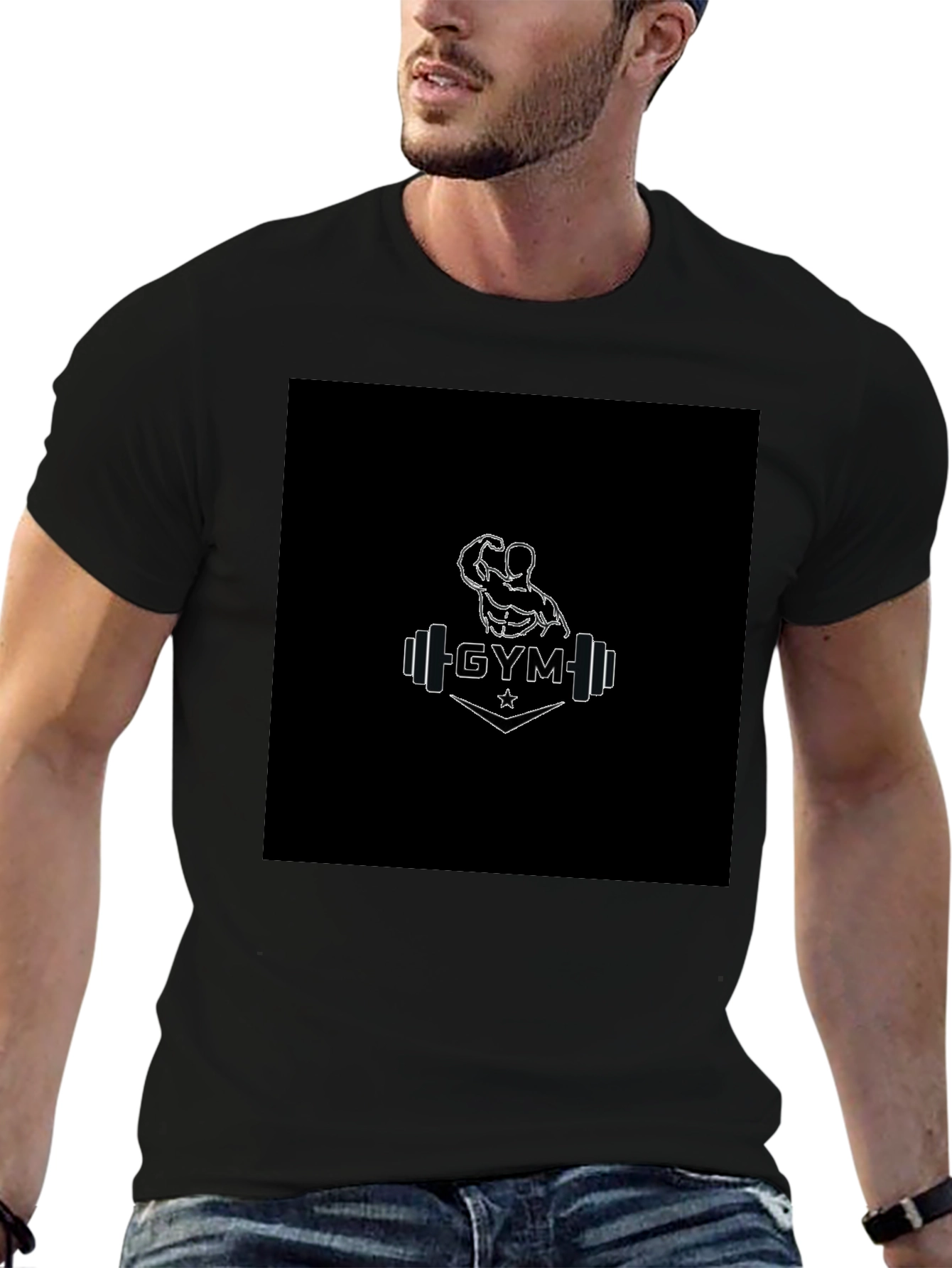 Gym Graphic Black T-Shirt for Men