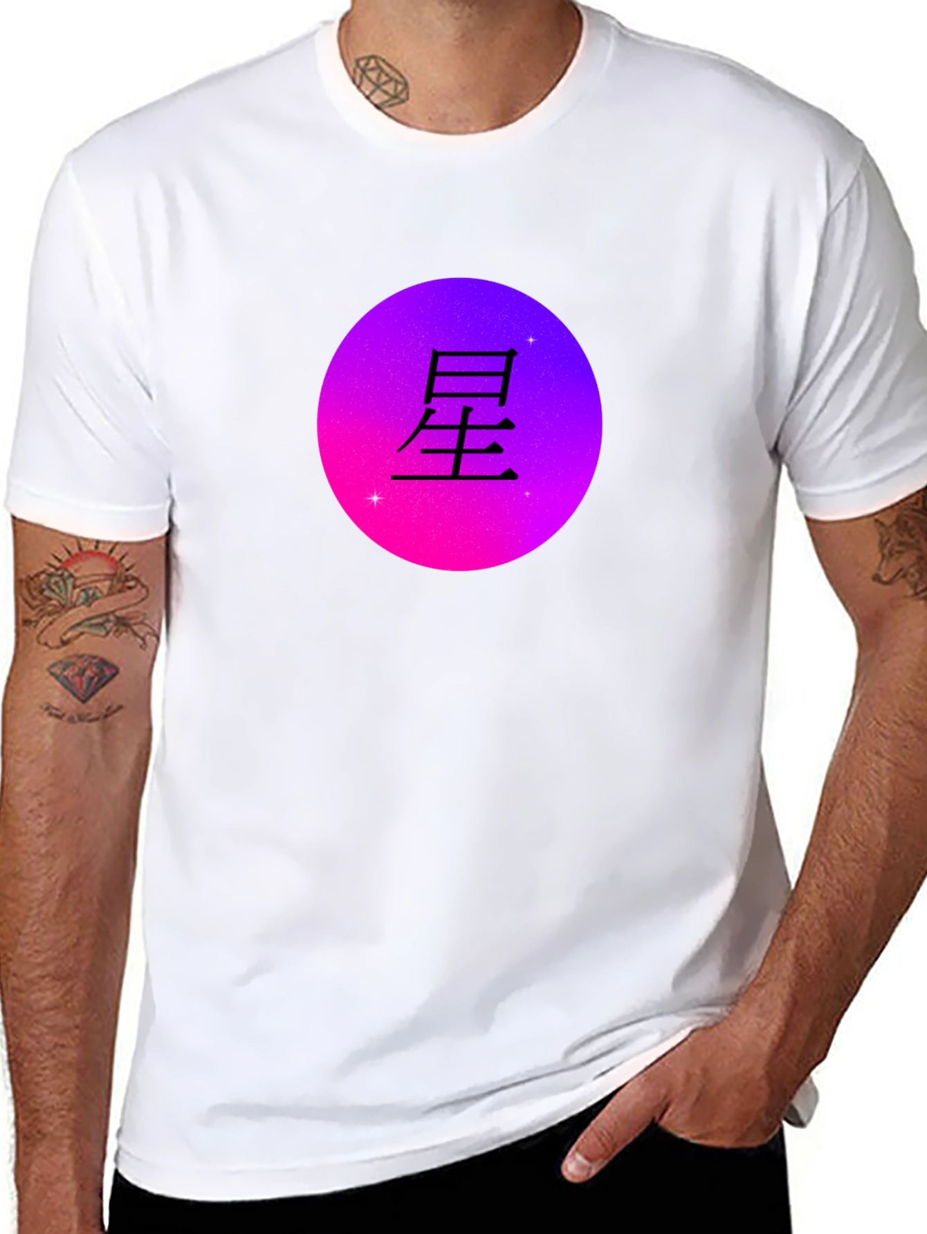 Japanese Star Kanji Black Graphic T-Shirt