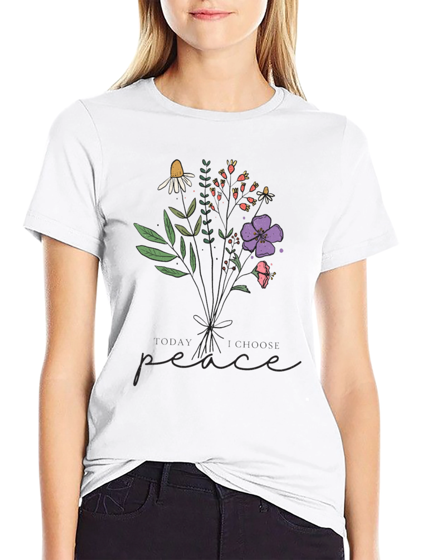 Floral Peace Graphic Tee - Stylish Comfort