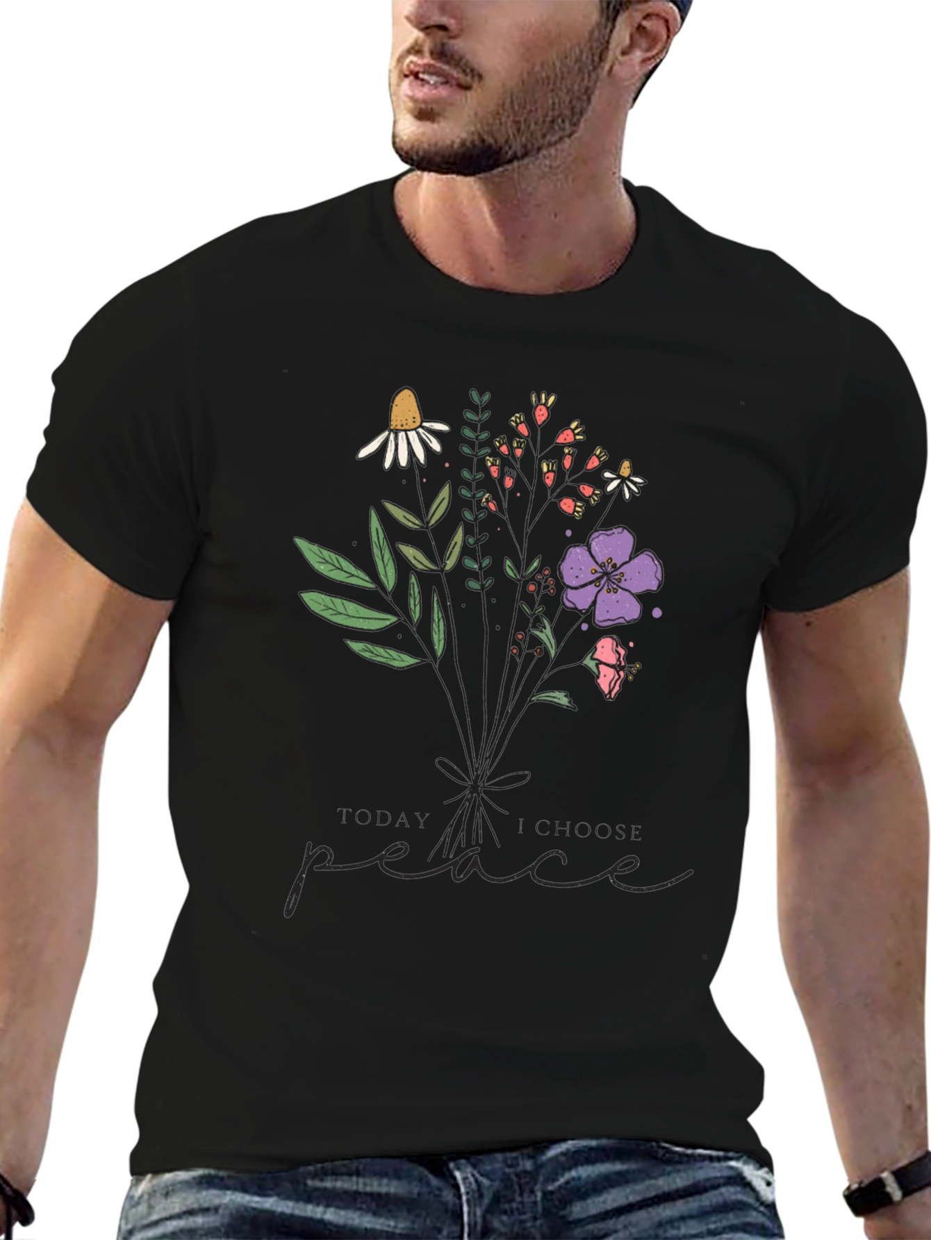 Floral Peace Graphic Tee - Stylish Comfort