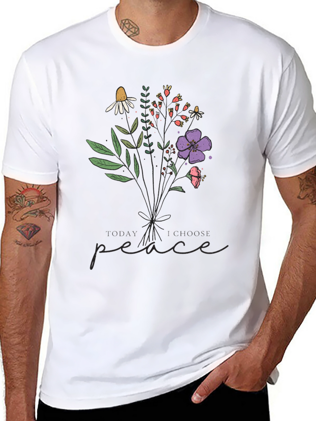 Floral Peace Graphic Tee - Stylish Comfort