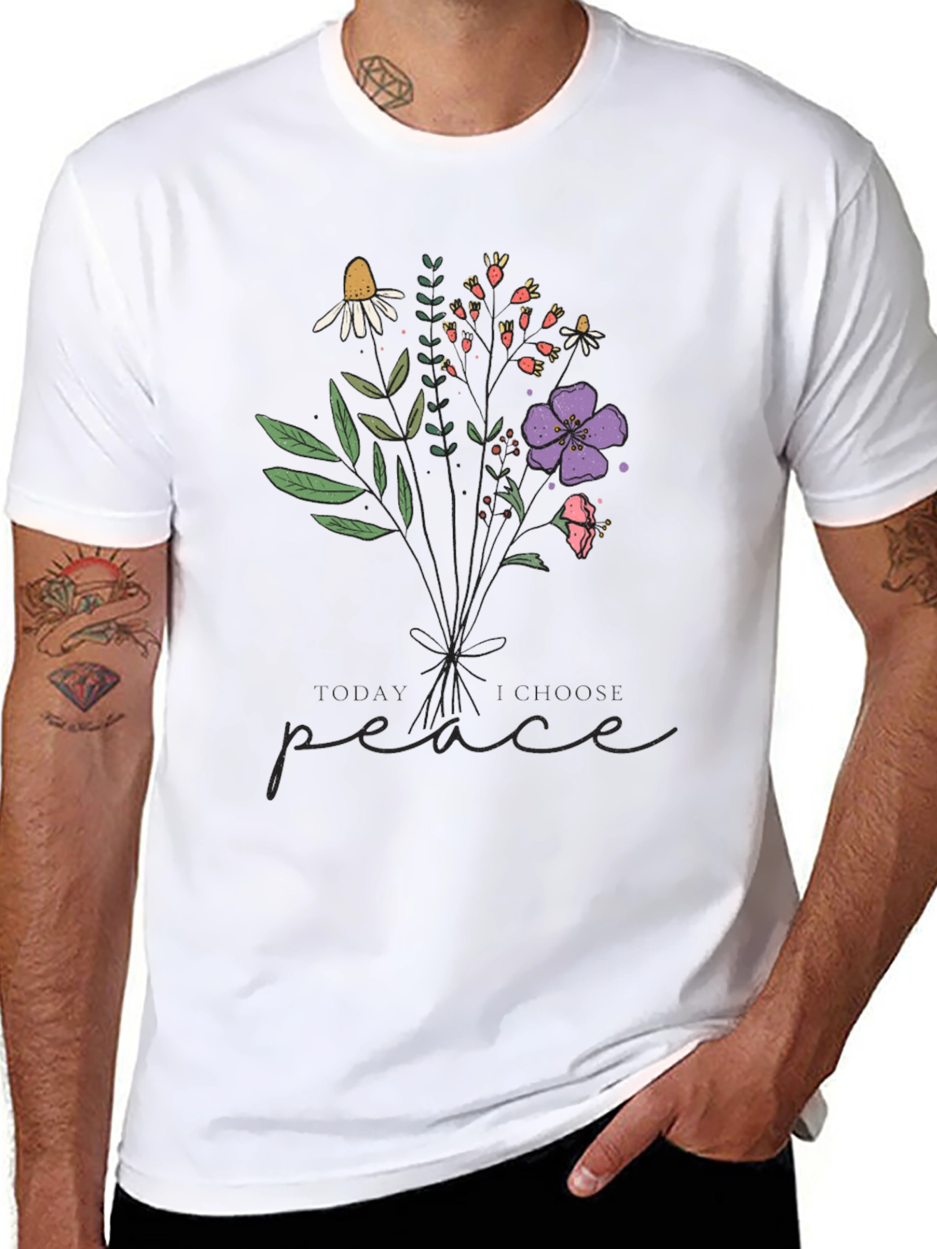 Floral Peace Graphic Tee - Stylish Comfort