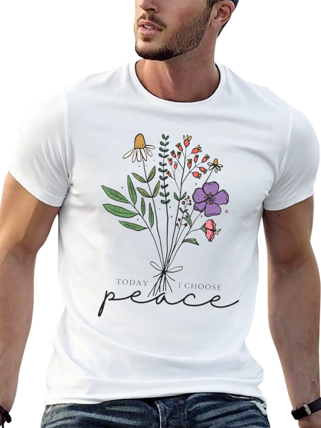 Floral Peace Graphic Tee - Stylish Comfort