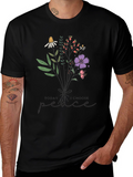 Floral Peace Graphic Tee - Stylish Comfort