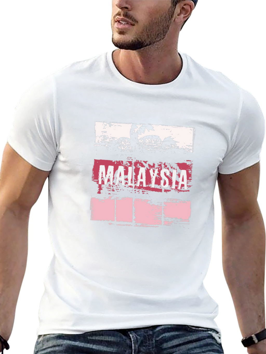 Malaysia Palm Tree Graphic Tee - Black Cotton T-Shirt
