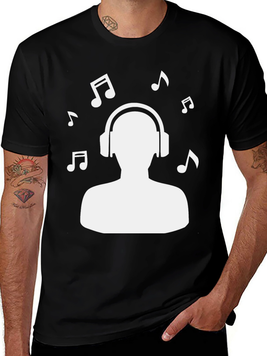 Music Lover Graphic Tee - Black Cotton T-Shirt