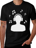 Music Lover Graphic Tee - Black Cotton T-Shirt