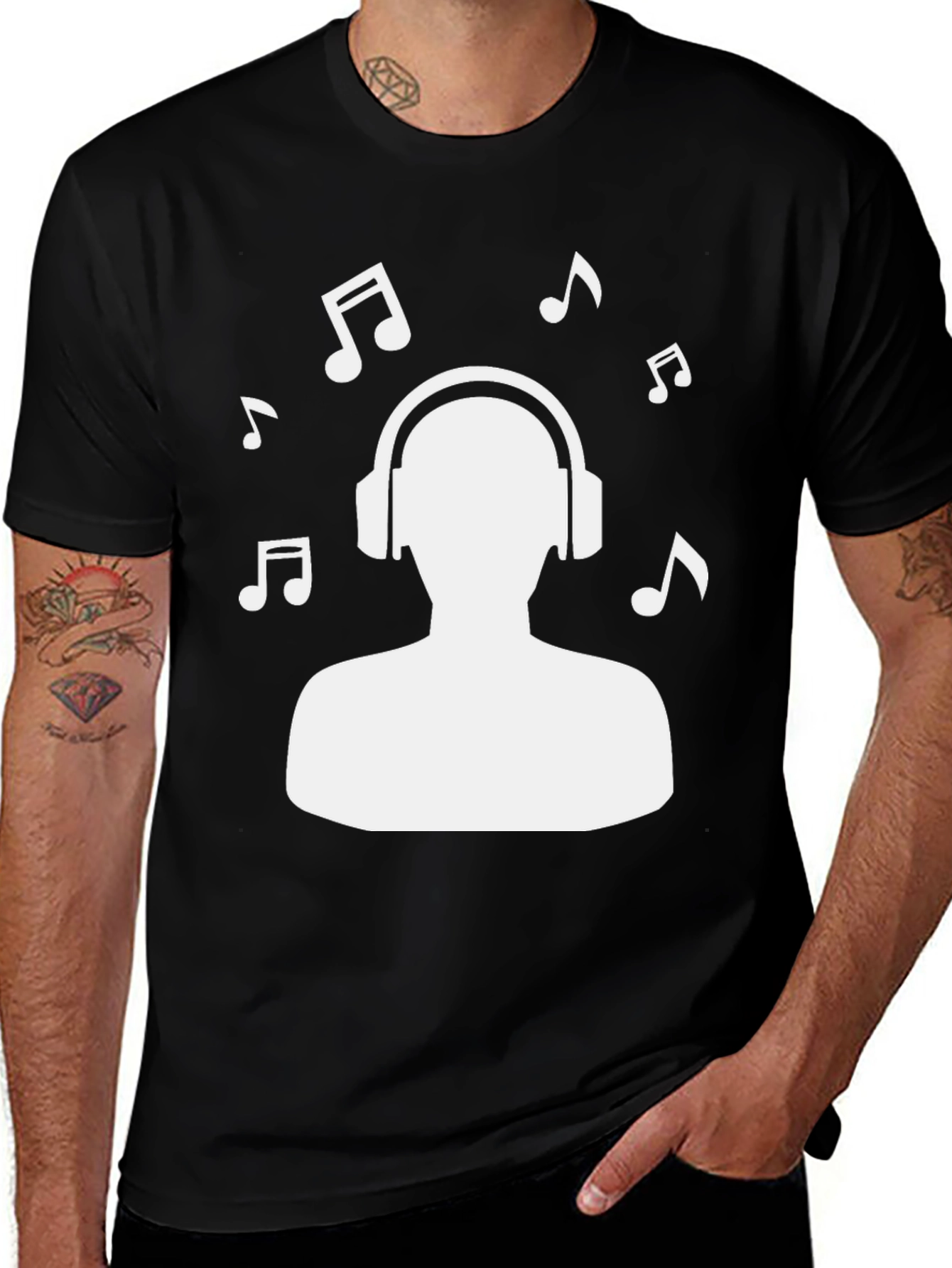 Music Lover Graphic Tee - Black Cotton T-Shirt