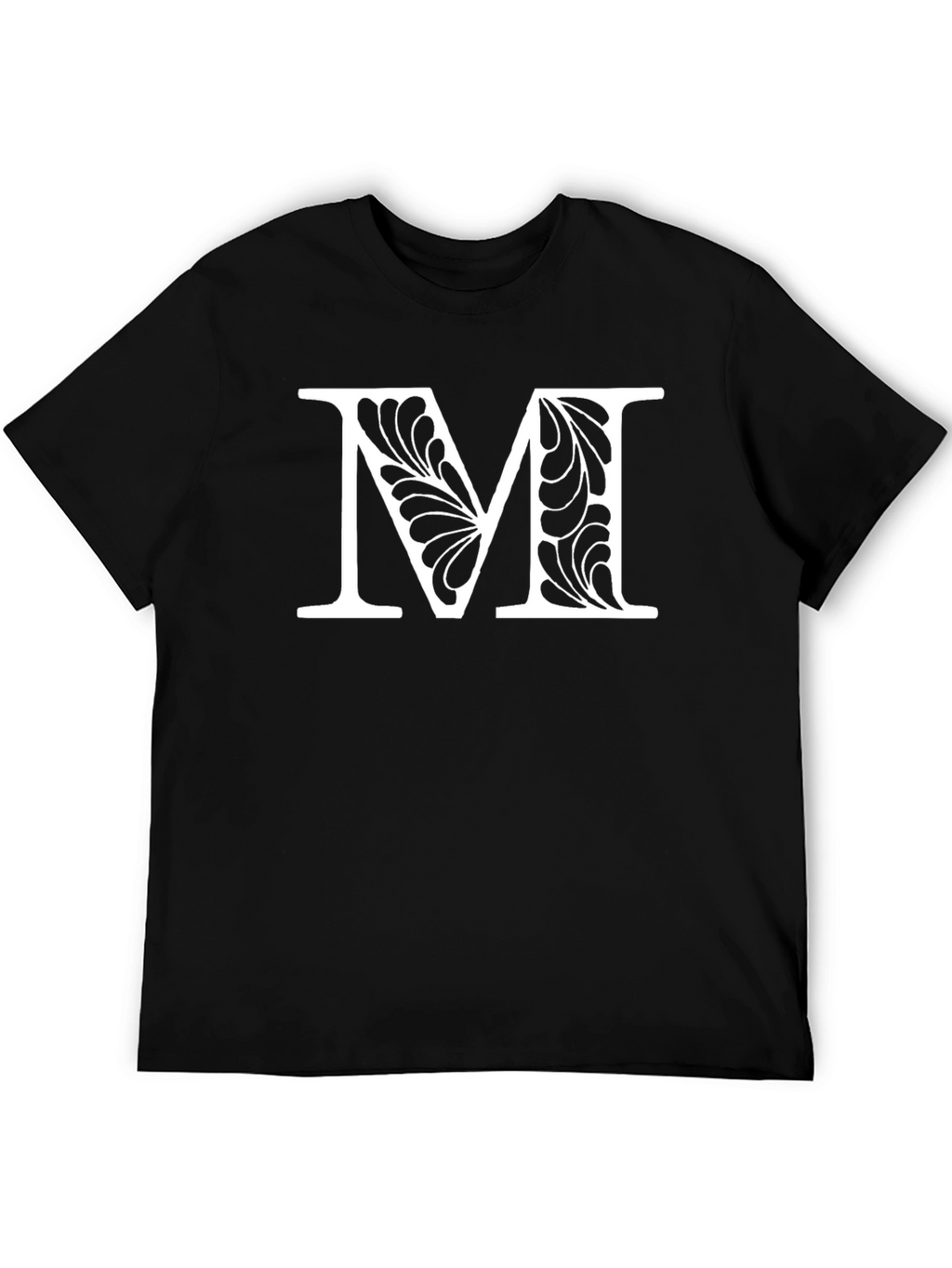 Elegant Initial M Black T-Shirt