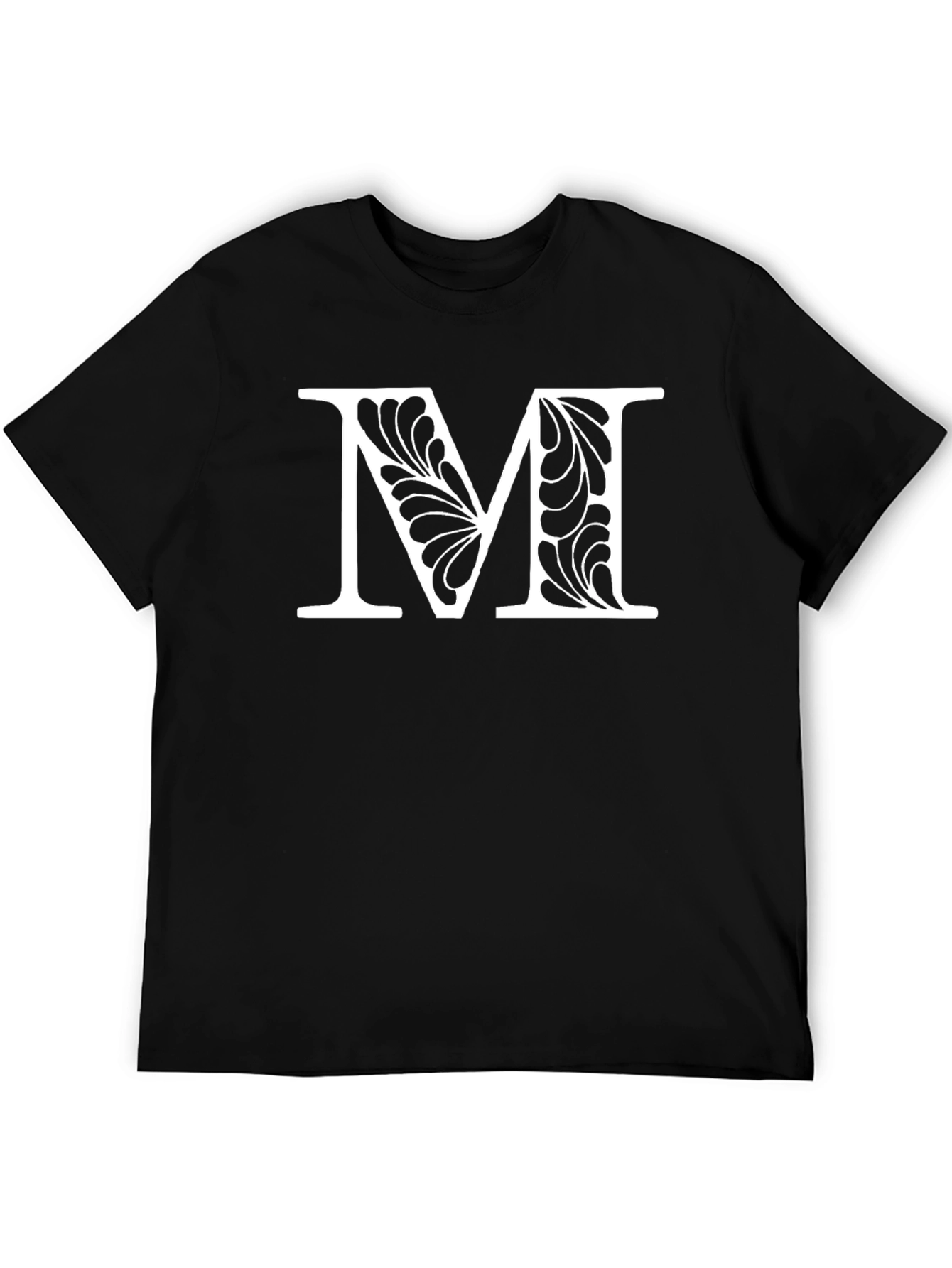 Elegant Initial M Black T-Shirt