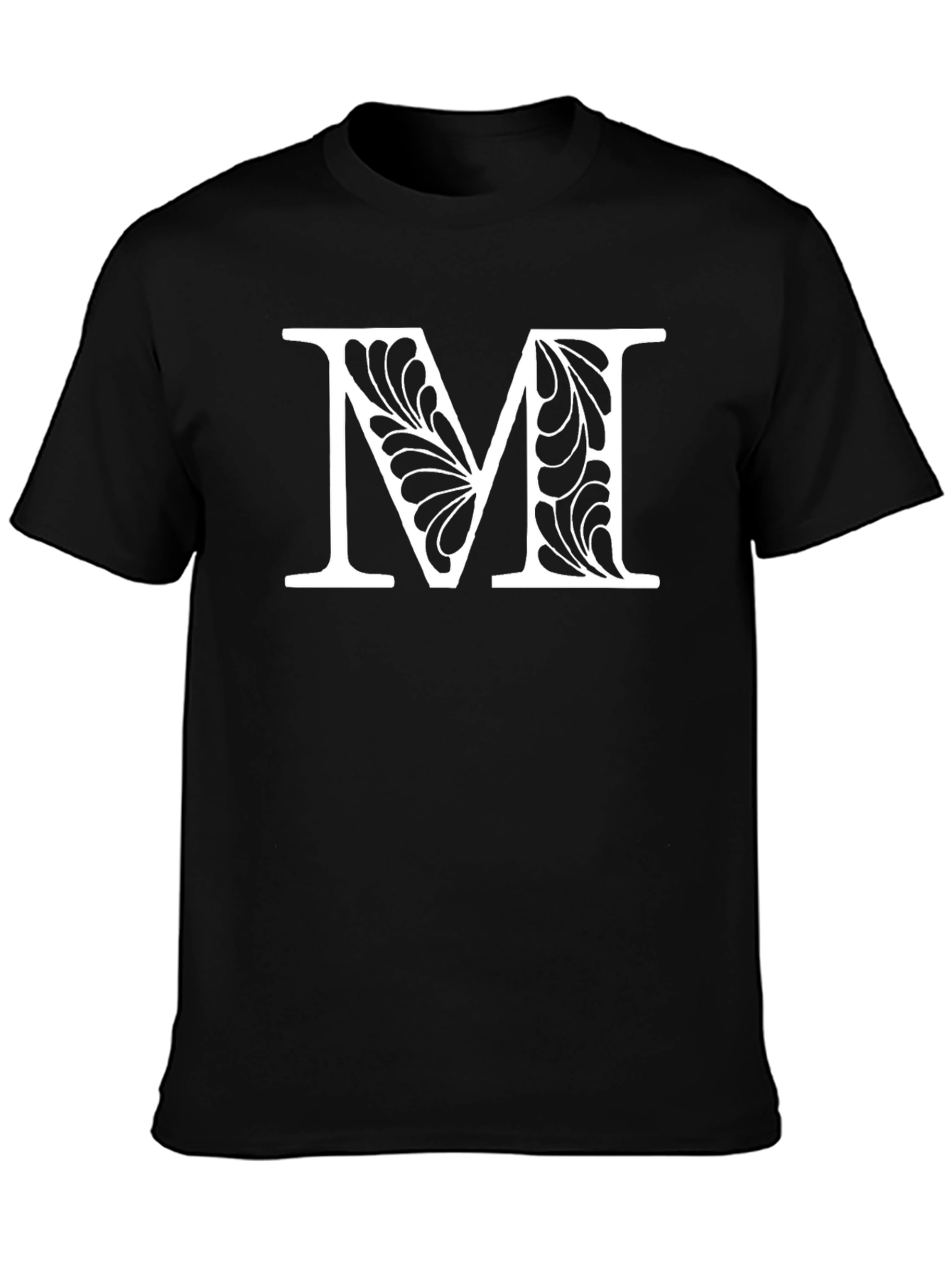 Elegant Initial M Black T-Shirt