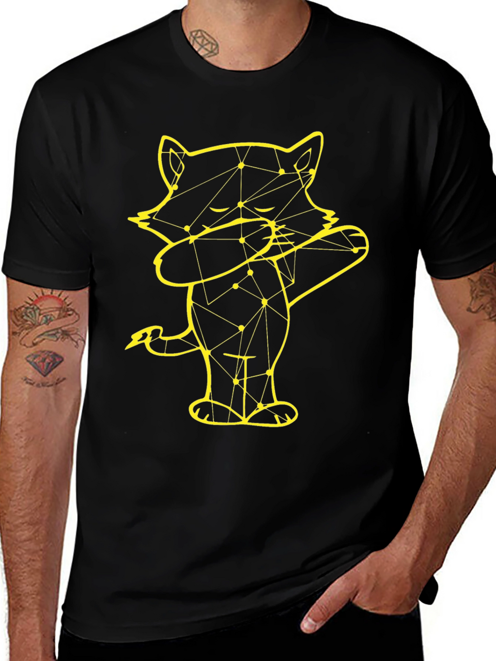 Dabbing Raccoon Graphic Tee - Black Cotton Blend