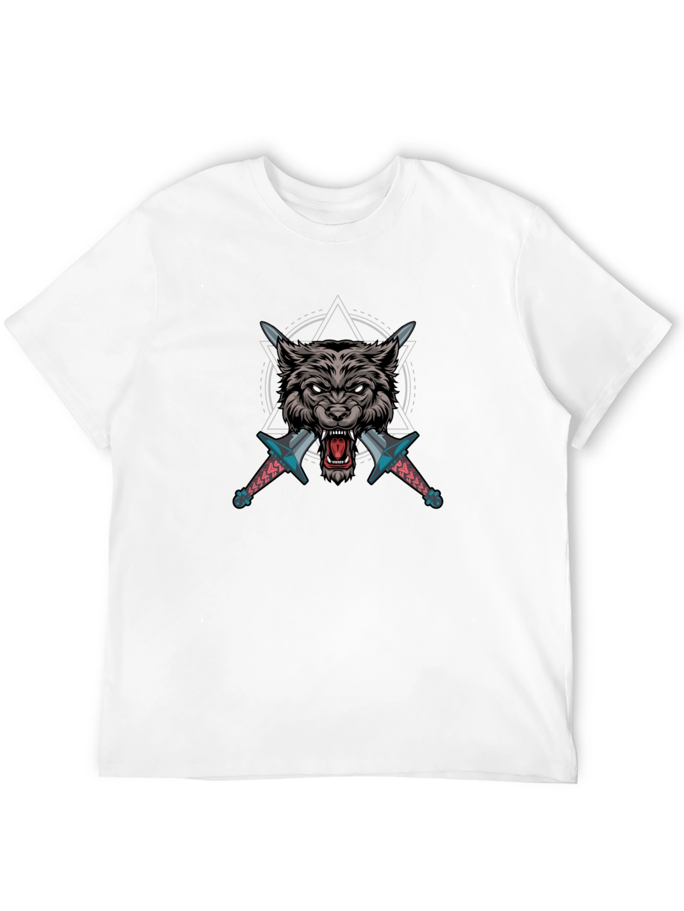 Wolf & Swords Graphic Print Black T-Shirt