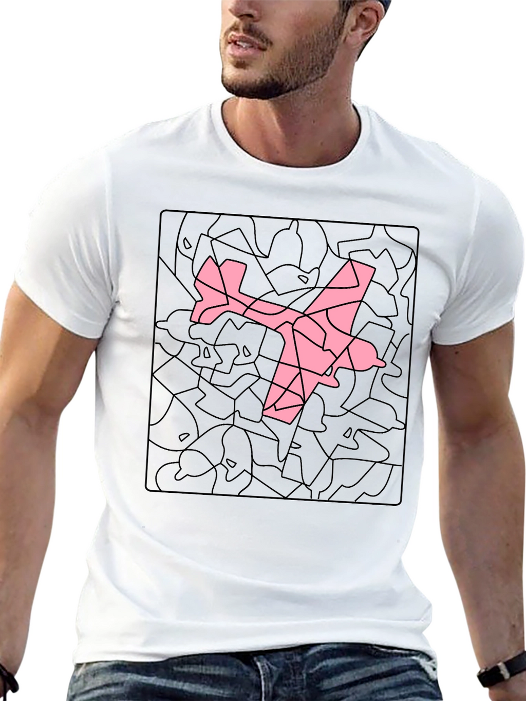 Airplane Mosaic Graphic Tee - Black