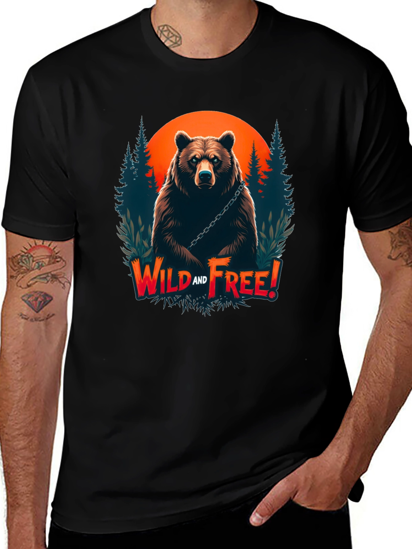 Wild and Free Bear Graphic T-Shirt