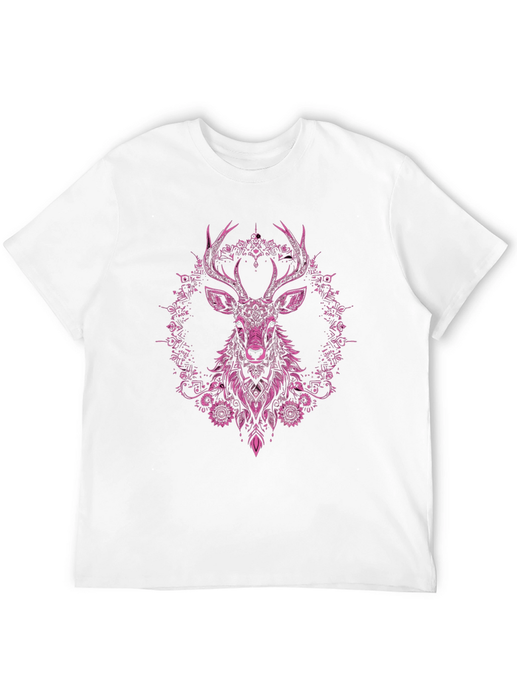 Deer Floral Graphic Tee - Mens Black T-Shirt