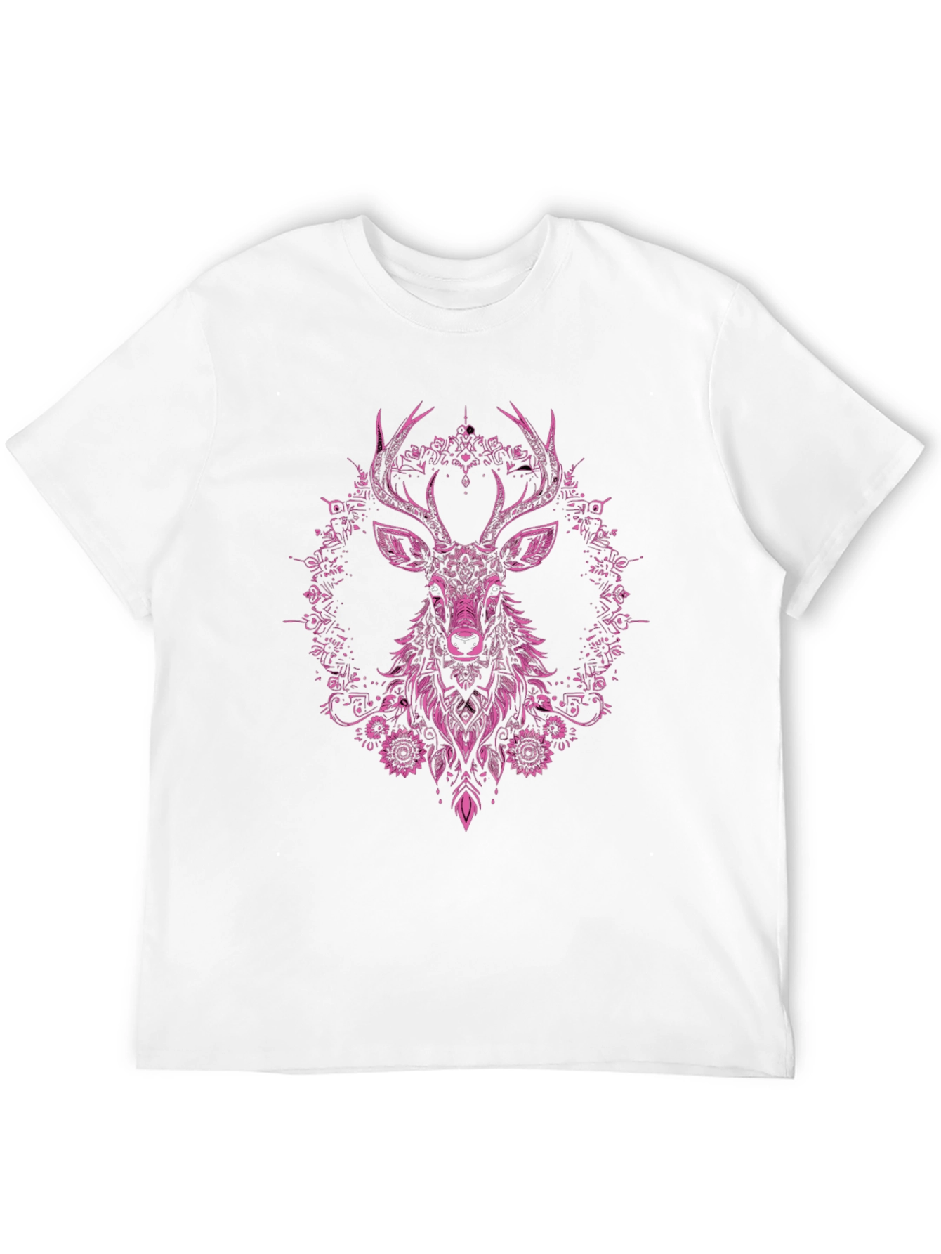 Deer Floral Graphic Tee - Mens Black T-Shirt