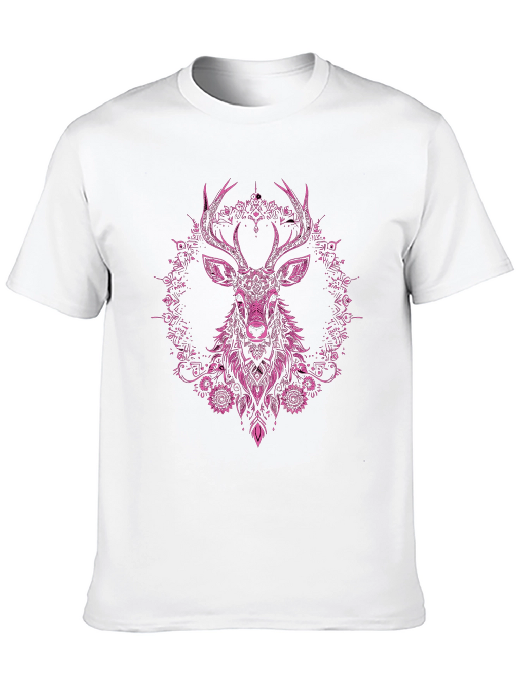 Deer Floral Graphic Tee - Mens Black T-Shirt