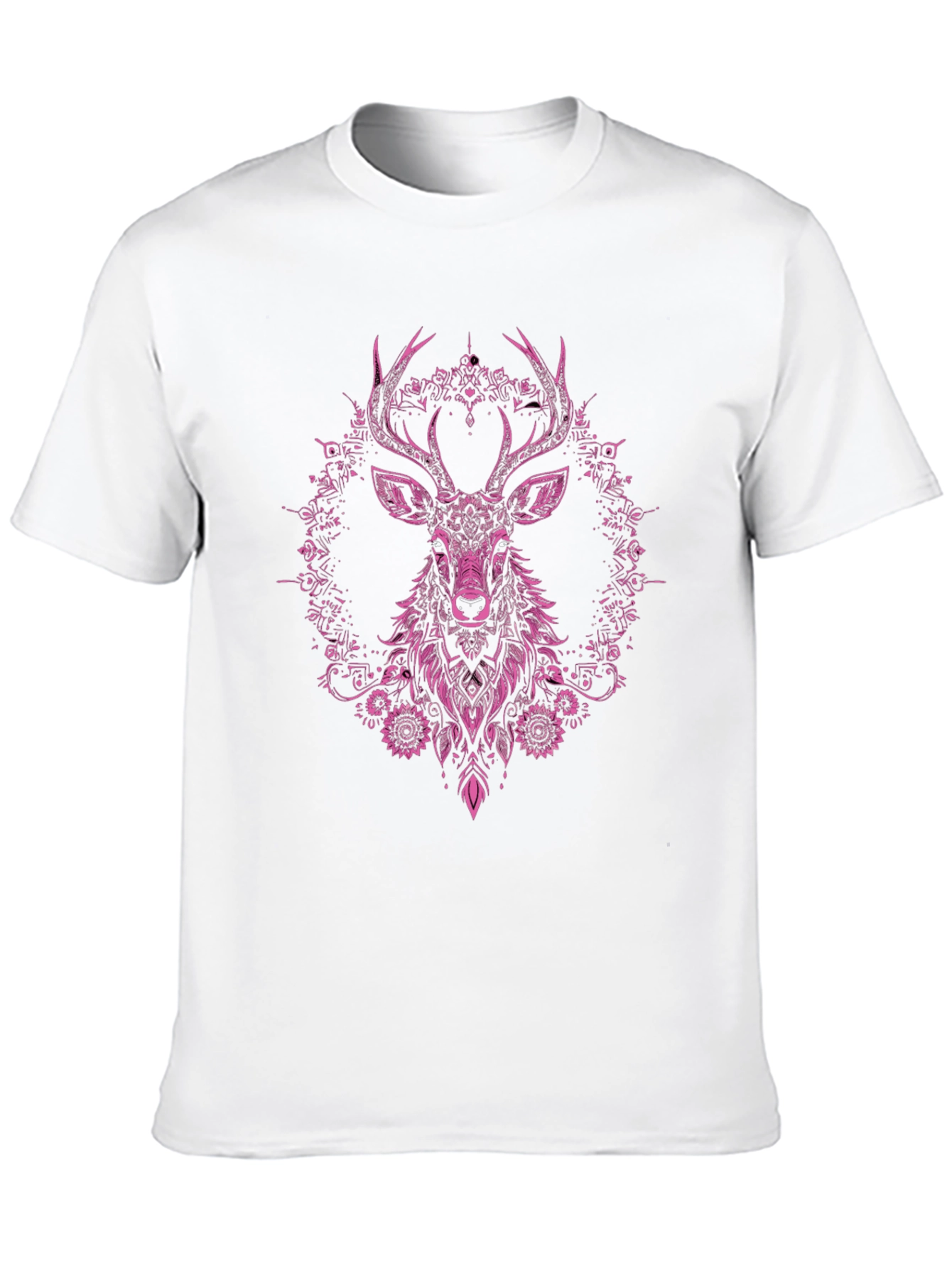 Deer Floral Graphic Tee - Mens Black T-Shirt