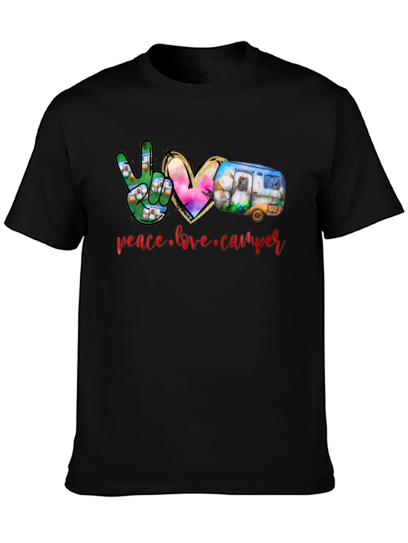 Peace Love Camper Black T-Shirt