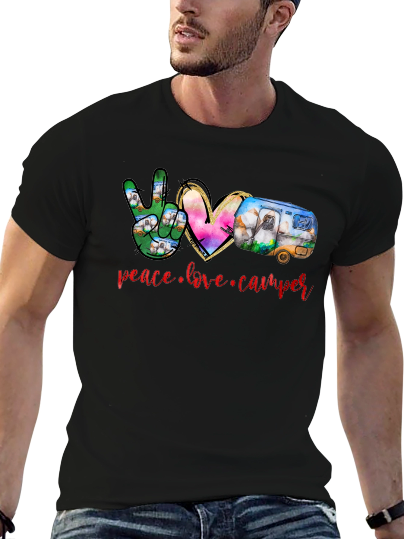 Peace Love Camper Black T-Shirt