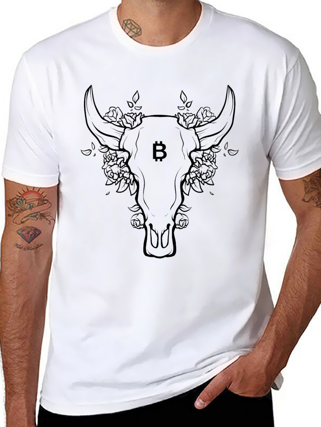 Bitcoin Bull Skull Graphic Tee - Crypto Fashion