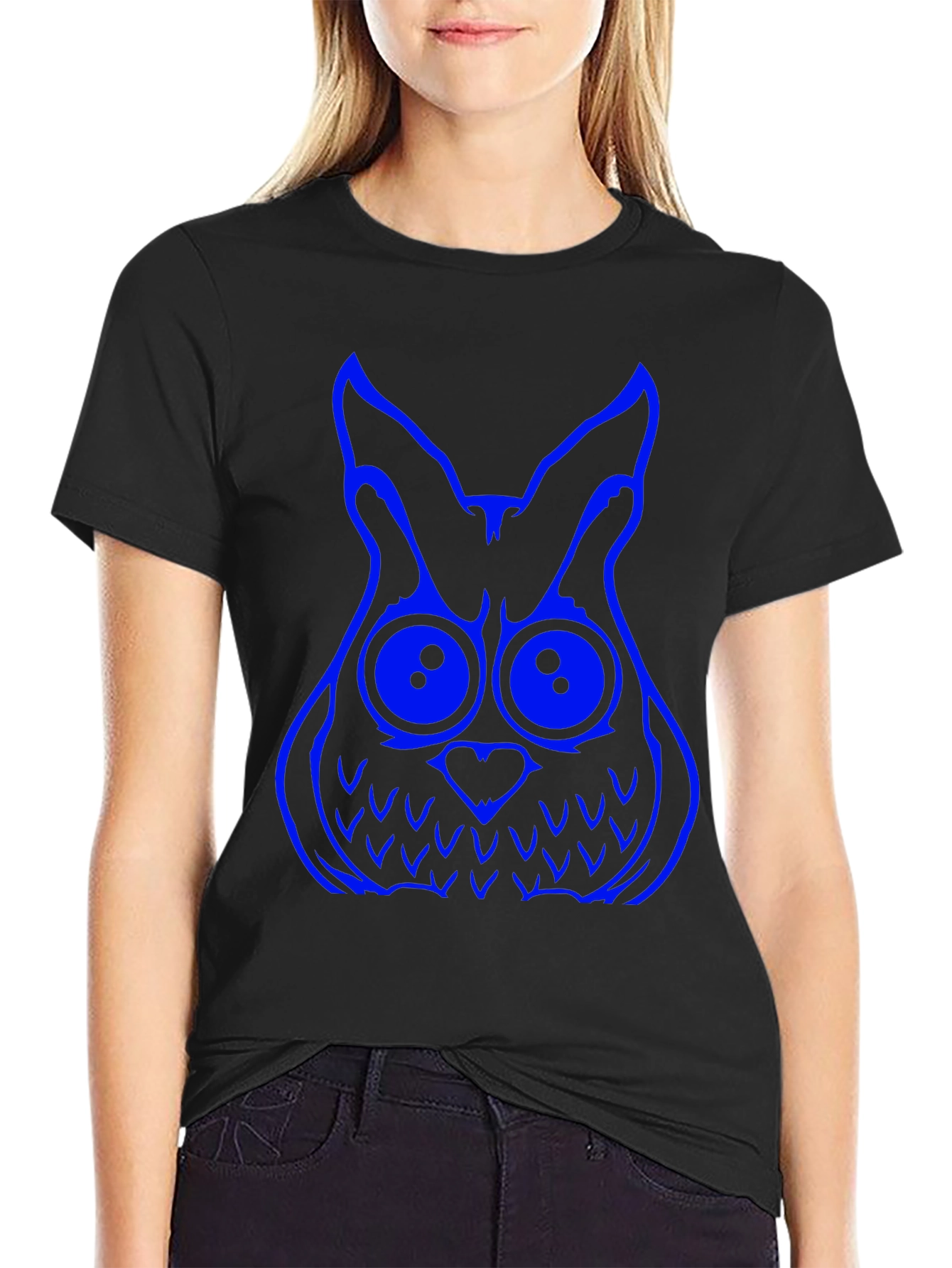 Cool Owl Graphic Tee - Black Cotton T-Shirt