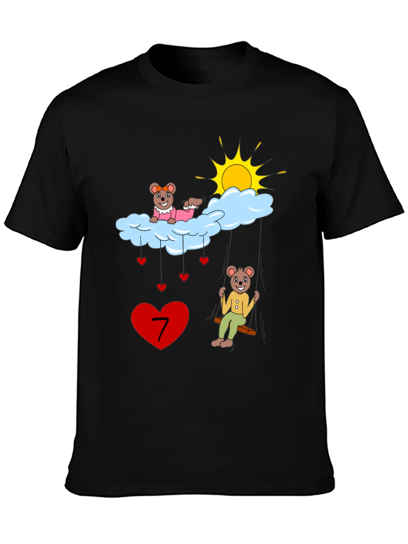 Cute Cartoon 7th Birthday T-Shirt