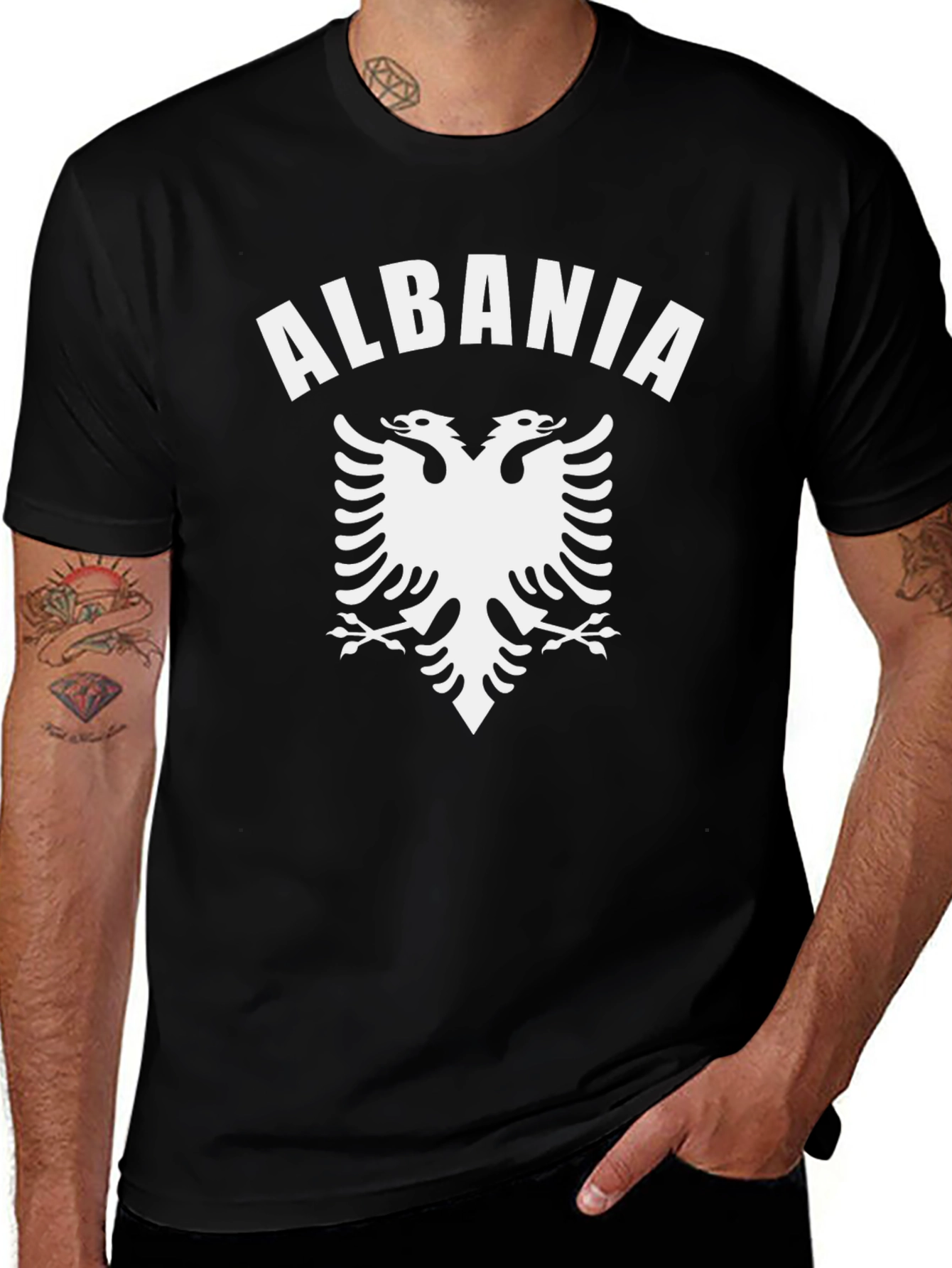 Albania Eagle Graphic Tee - Black Cotton T-Shirt