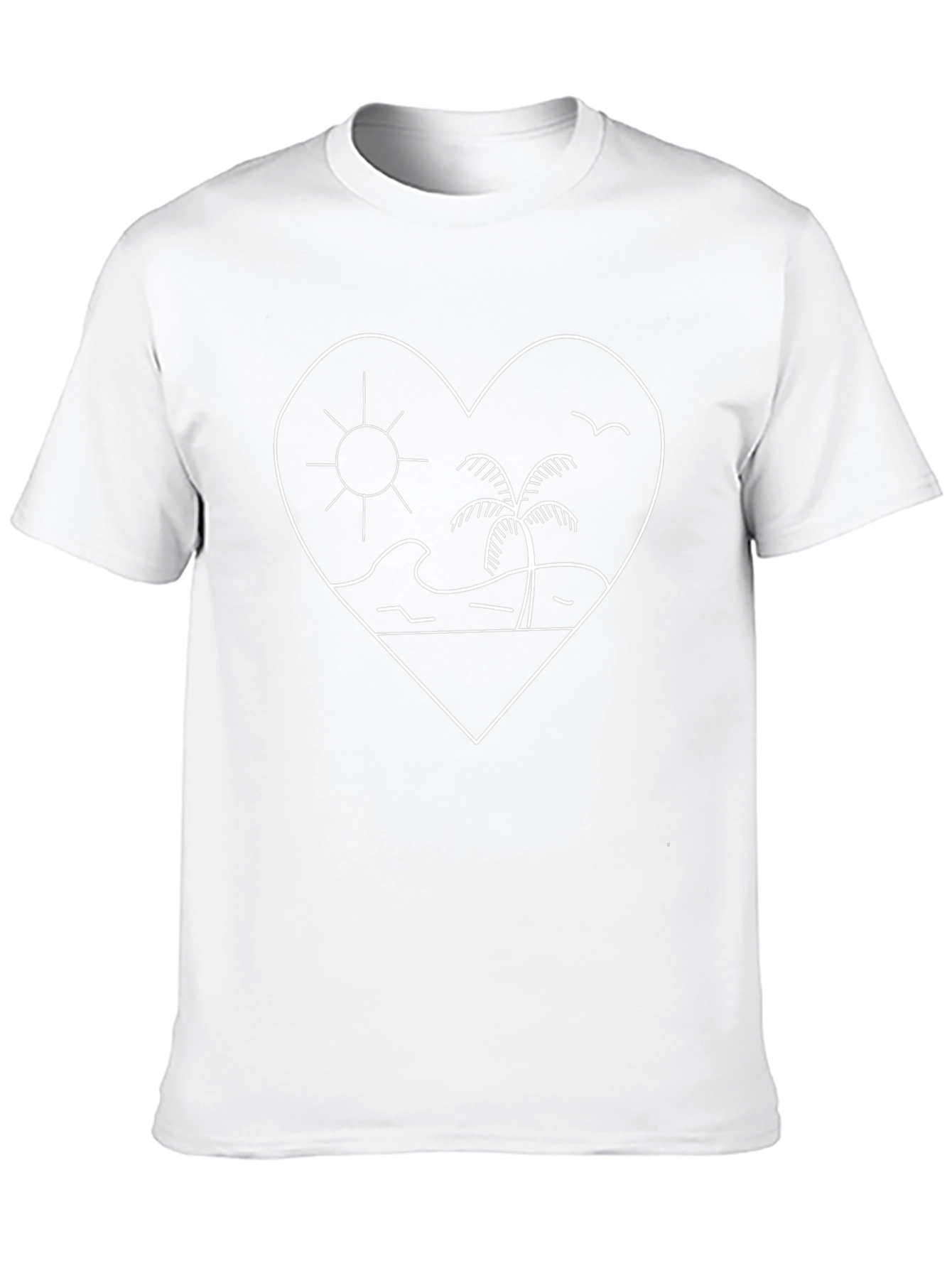 Heart Beach T-Shirt - Sun Palm Tree Ocean Love
