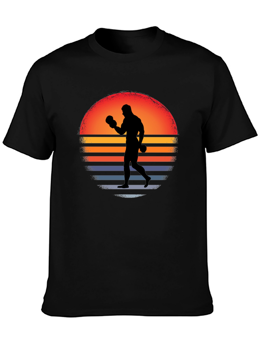Retro Boxer T-Shirt - Sunset Silhouette Graphic Tee