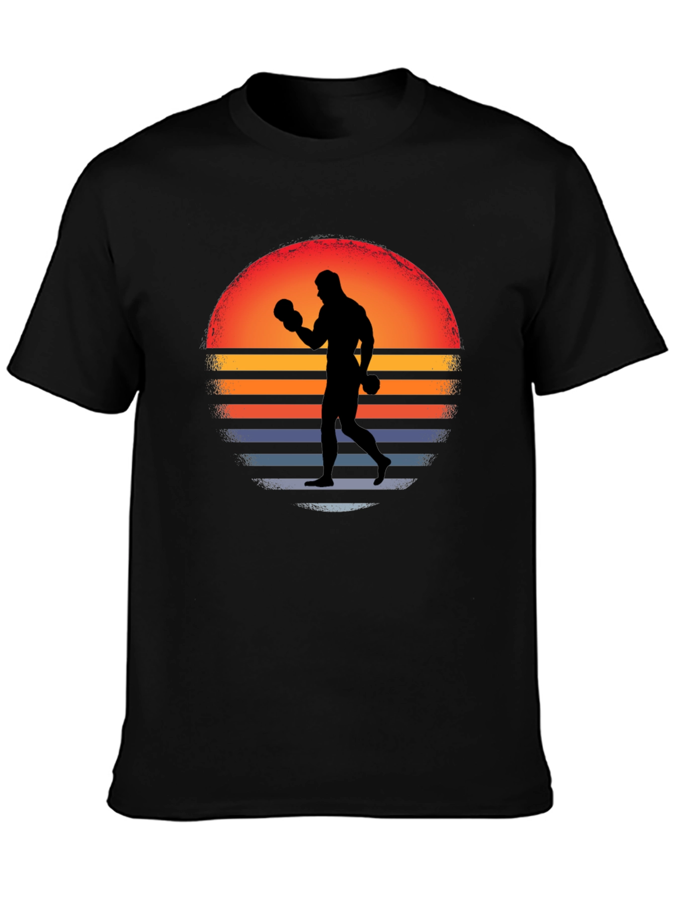 Retro Boxer T-Shirt - Sunset Silhouette Graphic Tee